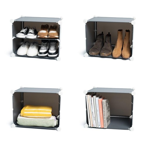 Schuhschrank grau restauriert - grau, [restauriert