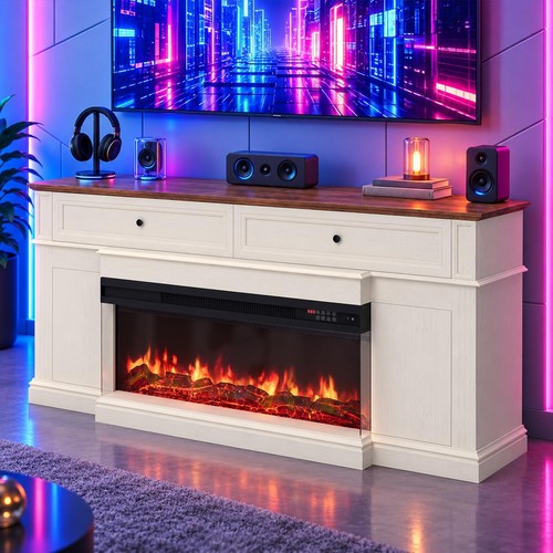 Schrank mit elektrokamin 3d - tv-schrank,